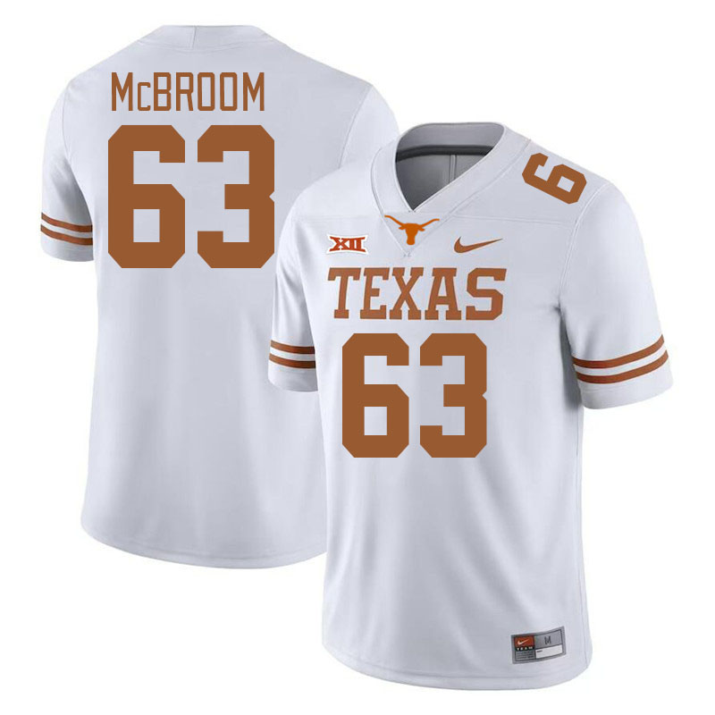 Men #63 Rick McBroom Texas Longhorns College Football Jerseys Stitched-White